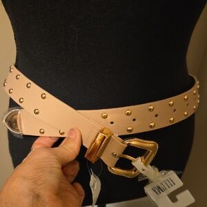 NWT-Gold Studded Cream Belt